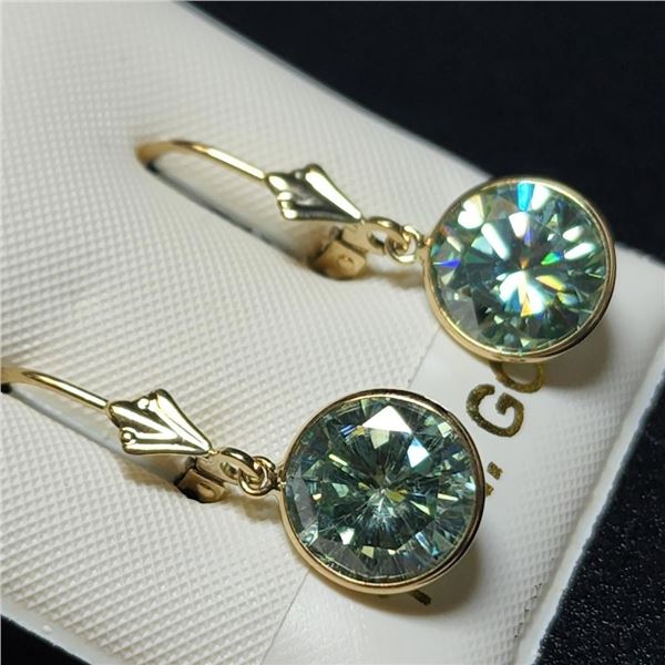 14K Yellow Gold Moissanite(3.5ct) Earrings (~weight 1.59g), Appraised Retail $1095