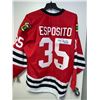 Image 1 : NEW collector item: Tony Esposito Chicago Blackhawks Autographed Jersey with certificate of authenti