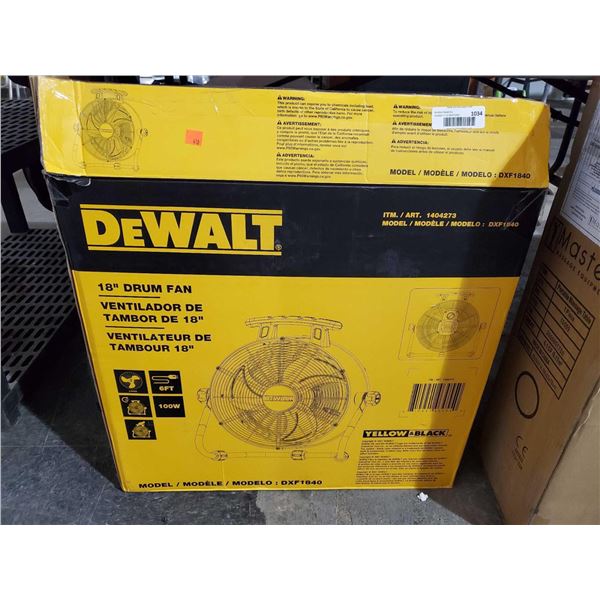DeWalt 18 inch Drum Fan - OPEN BOX ITEM- UNTESTED