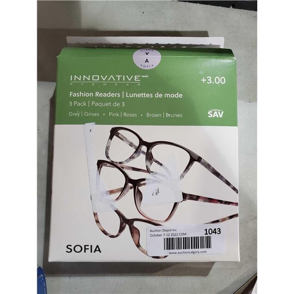 Sofia Innovative 3 pack Fashion Readers +3.00