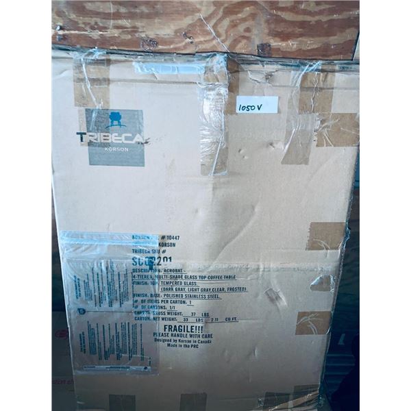 Boxed 4 tiered glass top coffee table