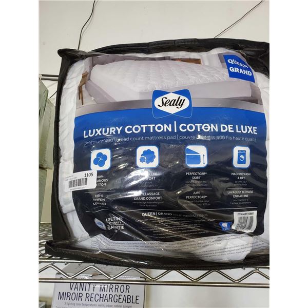 Sealy Luxury Cotton premium 400 count Queen mattress pad