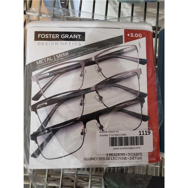 Foster Grant Design optics 3 pack reader glasses +3.00