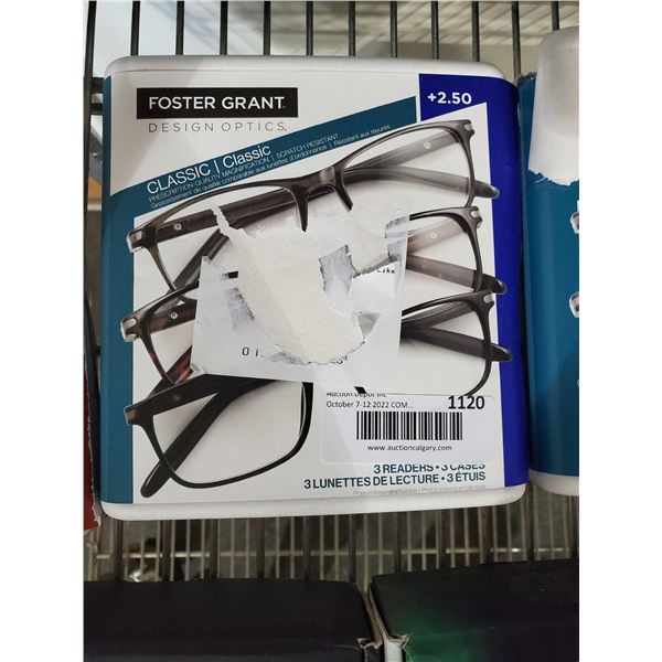 Foster Grant Design optics 3 pack reader glasses +2.50