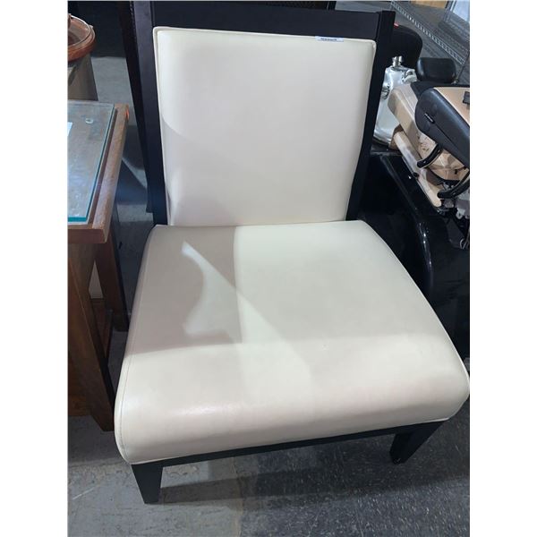 Cream Leather & Rose wood Styled Living room Occassional Chair- showroom sample