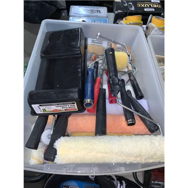 Plastic Tote with Painting Sundries and supplies