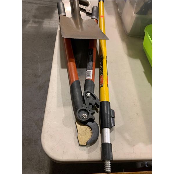 Lot of tools incl: pruner, shovel paint pole