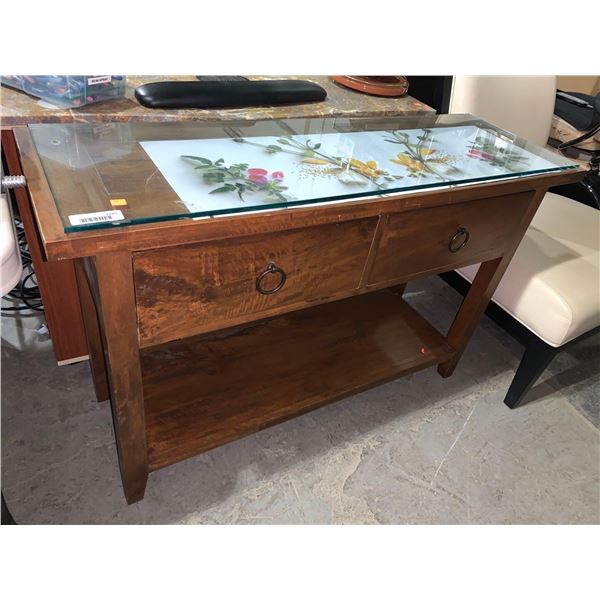 Double Drawer Shaker Style Sofa Table Solid Wood approx 48 wide