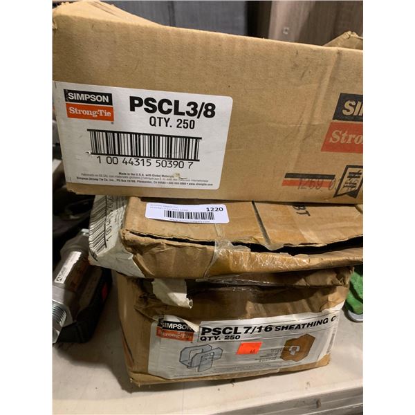 Lot of 3 boxes asst Simpson hangers and ties