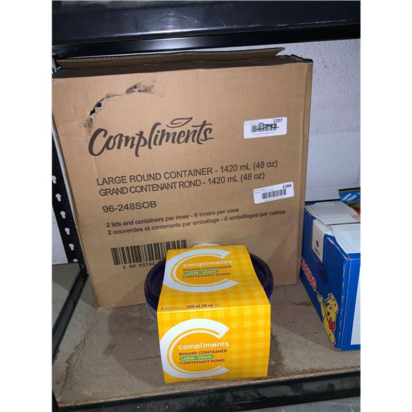 Compliments large round containers case of 12