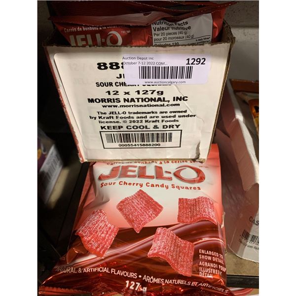 Jello Sour Cherry Candy Squares Case lot of 12 x 127g