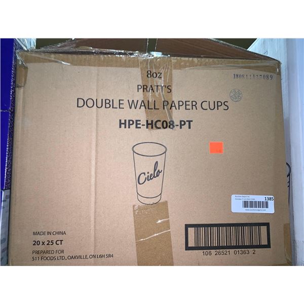 Pratts Double Wall coffee cups case lot of 20 x 25