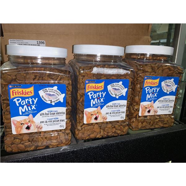 Friskies party Mix real whitefish cat treats lot of 3 x 454g
