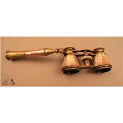 Pair of beautiful antique brass and mother of  pearl opera glasses in overall very good to fine  con