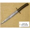 Image 1 : Large hand-made spear point bowie knife with stag  grip, approx. 13-1/2” overall with a steel cross 