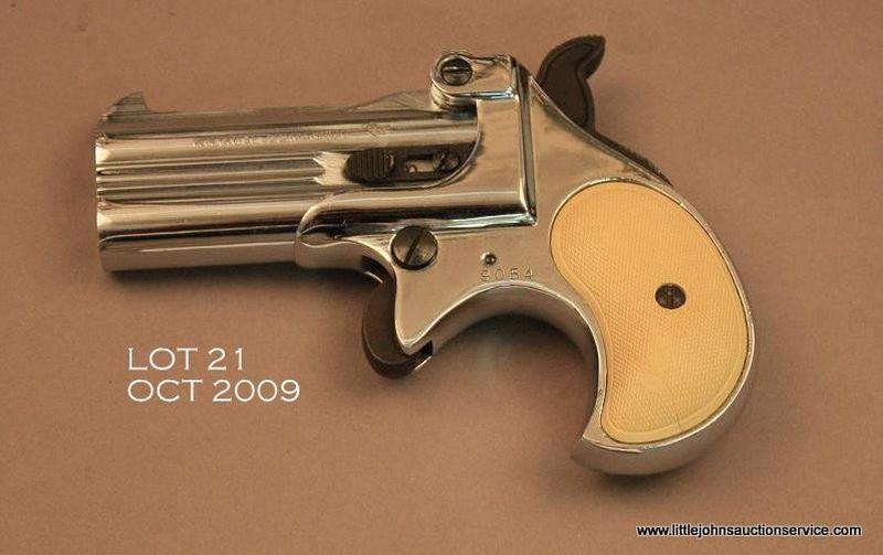 RG O/U derringer, .22 Magnum cal., 3??? barrels, nickel finish, checkered