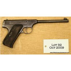 COLT pre-Woodsman, #29043, .22 LR, 6.5” barrel,  re-blued finish, windage adjustable sights,  checke