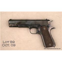 1911 A-1, #859532, 45 ACP, 5” replacement barrel,  re-blued finish, checkered plastic grips.  This