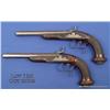 Image 2 : Pair of English percussion duelers or target  pistols, approx. .48 cal., 9” flared  octagon  barrels