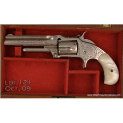 Cased New York style engraved Smith & Wesson New  Model 1-1/2 spur trigger revolver, .32 cal.,  3-1/