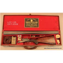 Luggage cased Charles Hellis & Sons SXS high  quality shotgun, 12 gauge, 29-3/4” barrels, nitro  pro