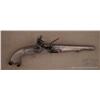 Image 1 : Scottish all metal flintlock pistol, .58 cal., 8”  barrel, 13-1/2” overall, engraved lock plate with