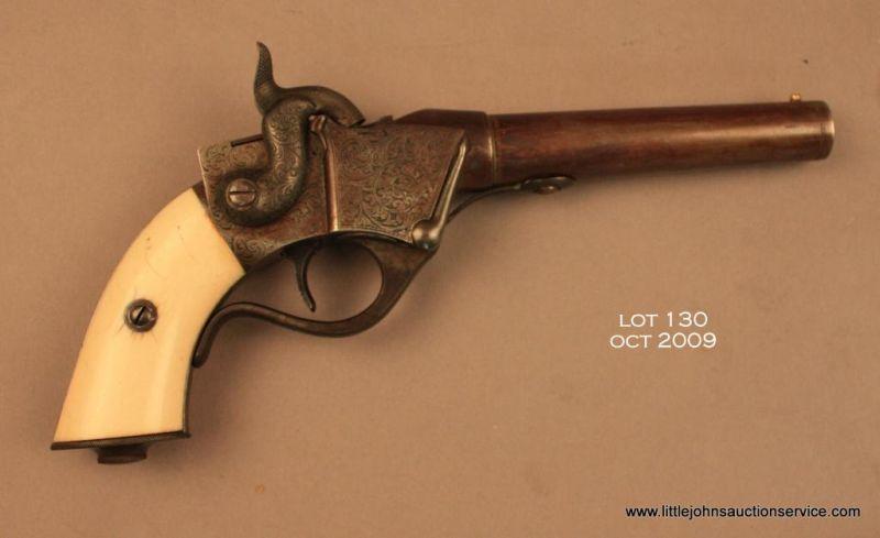Sharps breech loading single shot percussion pistol, .34 cal., 5 ...