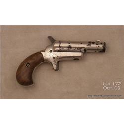 Colt No. 3 single shot derringer, .41 cal., 2-1/2”  barrel, nickel finish, wood grips, #42472. This