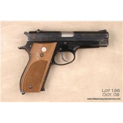 Smith & Wesson Model 39, # 31882, 9mm, 4” barrel,  blued finish, adjustable sights, checkered  medal