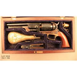 Cased miniature Model 1847 Walker percussion  revolver, approx. 6” overall, blue and case  hardened 