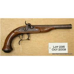 French percussion dueler pistol, .52 cal., 8-1/2”  Damascus barrel, lock marked “LePage”; overall  g