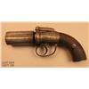 Image 2 : BOURNE DA 6 shot pepperbox, 2.5” barrels, engraved  receiver, checkered wooden grips.  Blue finish  