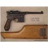 Image 2 : MAUSER C-96 Broomhandle #895380, .30 cal., blued  finish, ribbed wooden grips.  Pistol is in fair to