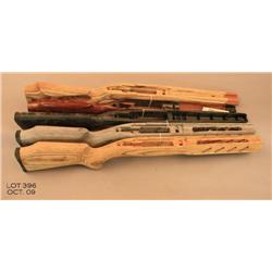 Lot of 5 stocks; 4 unfinished and one finished.   Two “varmiter” style, one Winchester Model 70, and