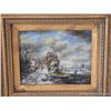 Image 2 : Oil on panel, "Town in Winter" 9.5x7.5 Dutch 20th  century, signed lower right, condition, excellent