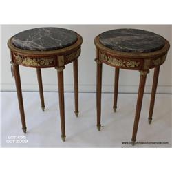 A fine Louis XIV style marble top, fruitwood, and  gilt bronze occasional table, 31 inches high with