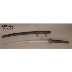 Japanese Samuri sword in the WW-II era, naval  mounts.  War time era blade in very good plus  condit