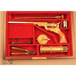 Cased American Historical Foundation reproduction  Texas Paterson revolver, .36 cal., 9” barrel, gol