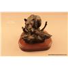 Image 1 : Bronze of bear walking over a fallen tree by  Lowell Davis, approx. 8” high, 8” wide and 7”  deep, i