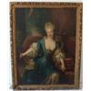 Image 1 : Oil on canvas, "Portrait of a Noblewoman",  43.5"x54", signed on reverse, H Miller and dated  1710, 