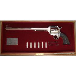 Cased Colt Ned Buntline Commemorative SAA  revolver, .45 cal., 12” barrel, nickel finish,  checkered