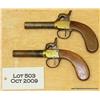 Image 2 : Pair of British proofed percussion muff pistols  circa 1850's.  Approx. 40 cal. 7 1/2" overall, 3"  