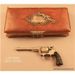 Colt Police Positive .38 cal., double-action  revolver, 6” barrel, nicely scroll engraved, hard  rub