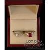 Image 1 : Spectacular 14 karat white gold ladies matching  rings set with a fine center square blood red ruby 