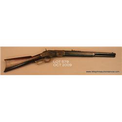 Winchester Model 1873 shortened rifle, .44 cal.,  19” round barrel, re-blued and re-case hardened  f