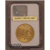 Image 1 : St. Gauden’s Twenty Dollar gold piece dated 1908  (no motto) NGC graded MS63 in slab.  Est.:   $1,10
