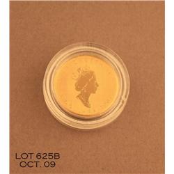 Canadian Elizabeth II Five Dollar gold piece (1/10  oz.) in ungraded fine condition housed in plasti