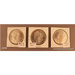 Lot of 3 Morgan Silver dollars. All dated 1884 -  O.  Not professionally graded.  About MS-60 - 63. 