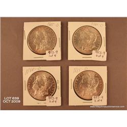 Lot of 4 Morgan Silver dollars.  Dated 1885-O not  professionally graded.  All MS-60 or better.  1  