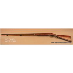 Interesting J. Golcher-marked percussion  half-stocked fowler, 12 gauge, 36-1/2” barrel,  brown fini